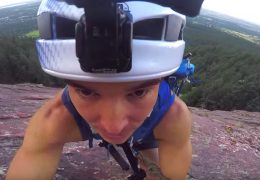 JJ Yosh climbing up Flat Irons in Boulder Colorado