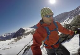 JJ Yosh snow shoeing up Grays Peak in Colorado