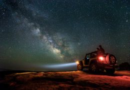JJ Yosh stargazing in Moab Utah for Canon